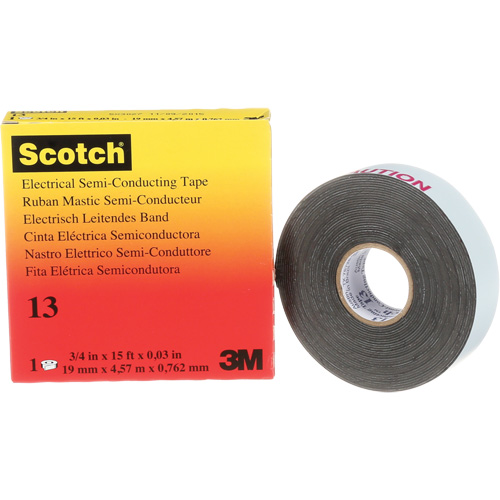 Scotch&reg; Electrical Semi-Conducting Tape, 19 mm (3/4") x 4.6 m (15'), Black, 30 mils Cintas