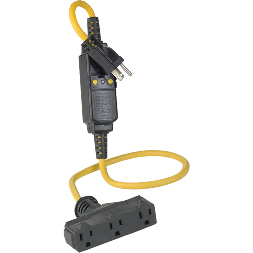 Triple-Tap Inline GCFI Extension Cord & Connector, 120 V, 15 Amps, 3' Cord Cintas