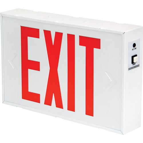 Enseigne de sortie, DEL, &agrave; piles/&agrave; raccordement fixe, 12-1/5" lo x 7-1/2" la, Anglais Cintas