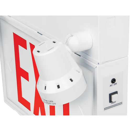 Enseigne de sortie avec &eacute;clairage de s&eacute;curit&eacute;, DEL, &agrave; piles/&agrave; raccordement fixe, 12-1/10" lo x 11" la, Anglais Cintas