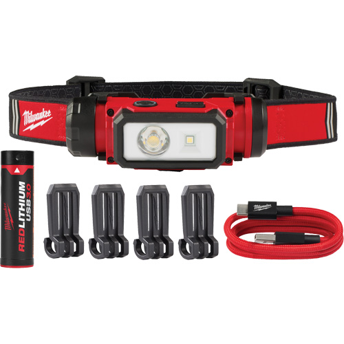 Lampe frontale pour casque de s&eacute;curit&eacute; USB REDLITHIUM, DEL, 600 lumens, 5 hres de fonctionnement, piles Rechargeable Cintas