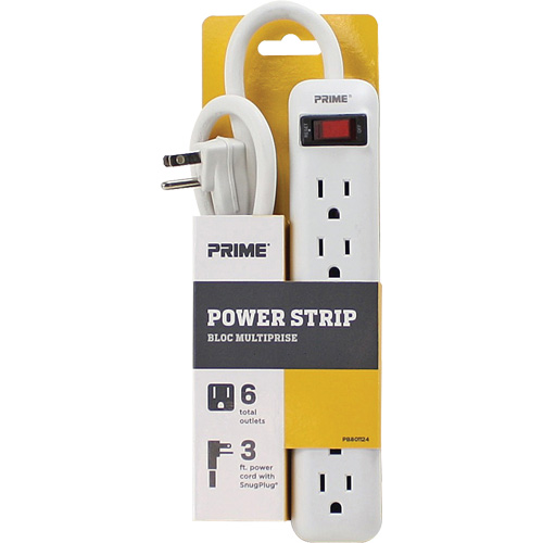 Power Strip, 6 Outlet(s), 3', 15 A, 1875 W, 125 V Cintas