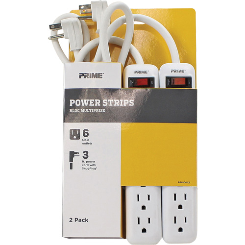 Bloc multiprise paquet de 2, 6 Prise(s), 3', 15 A, 1875 W, 125 V Cintas