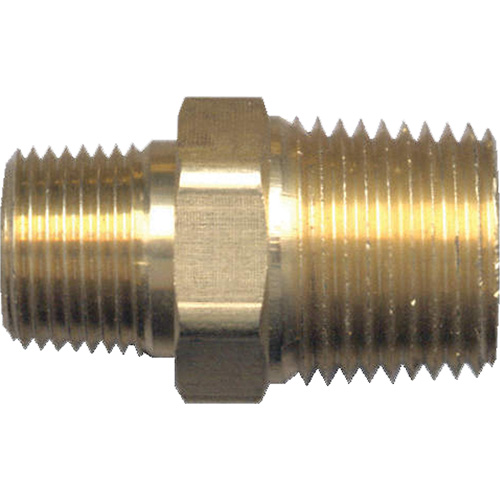 Reducing Hex Nipple, Brass, 1/2" x 3/8", NPT x NPT Cintas
