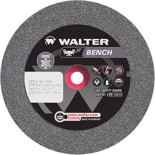 Bench Grinding Wheel, 6" x 3/4", 1" Arbor, 1 Cintas