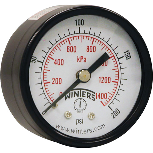 Economy Pressure Gauge, 2" , 0 - 200 psi, Back Mount, Analogue Cintas