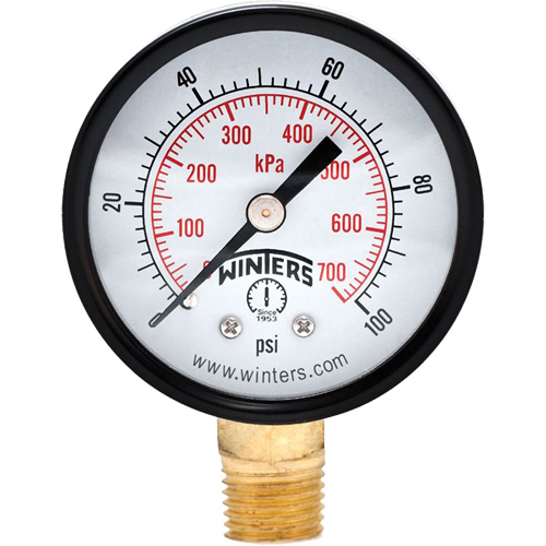 Economy Pressure Gauge, 2" , 0 - 100 psi, Bottom Mount, Analogue Cintas