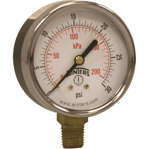 Manom&egrave;tre &eacute;conomique,  2-1/2", 0 - 30 psi, Fixation inf&eacute;rieure, Analogique Cintas