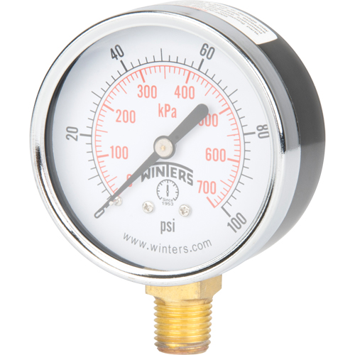 Pressure Gauge, 2-1/2" , 0 - 100 psi, Bottom Mount, Analogue Cintas