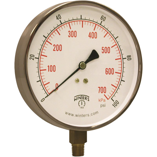 Contractor Pressure Gauge, 4-1/2" , 0 - 100 psi, Bottom Mount, Analogue Cintas