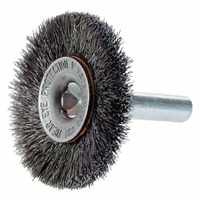 Crimped Wire Wheel Brush with 1/4" Shank, 3" Dia., 0.014" Fill, 1/4" Arbor Cintas