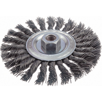 Knot Wire Wheel Brushes - Standard Twist Knot, 6" Dia., 0.023" Fill, 5/8"-11 Arbor, Steel Cintas
