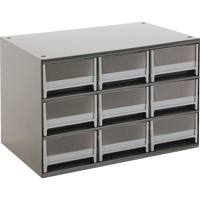 Casiers modulaires pour pi&egrave;ces, Acier, 9 tiroirs, 17" x 10-9/16" x 3-1/16", Gris Cintas