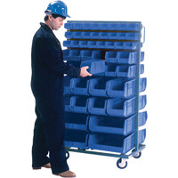 Support mobile deux c&ocirc;t&eacute;s pour bacs, &agrave; deux c&ocirc;t&eacute;s, 96 bacs, 36" la x 24" p x 63" h Cintas