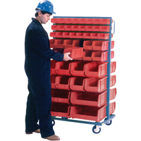 Support mobile deux c&ocirc;t&eacute;s pour bacs, &agrave; deux c&ocirc;t&eacute;s, 96 bacs, 36" la x 24" p x 63" h Cintas