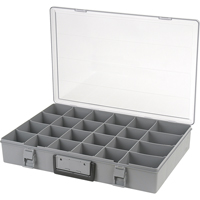 Compartment Case, Plastic, 24 Slots, 18-1/2" W x 13" D x 3" H, Grey Cintas