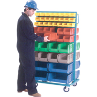 Supports mobiles pour contenants - &agrave; deux c&ocirc;t&eacute;s, 0 bacs, 36" la x 24" p x 67-1/2" h Cintas