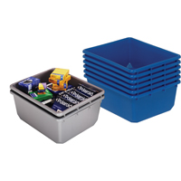 Bacs empilables en crois&eacute;, 11" la x 17,25" p x 12" h, Bleu Cintas