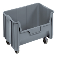 Bac g&eacute;ant mobile empilable, 12-7/16" ha x 19-7/8" la x 15-1/4" p, Capacit&eacute; de 250 lb, Gris Cintas