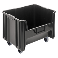 Bac g&eacute;ant mobile empilable, 12-7/16" ha x 19-7/8" la x 15-1/4" p, Capacit&eacute; de 250 lb, Noir Cintas