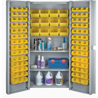 Deep Door Combination Bin Cabinets, 38" W x 24" D x 72" H, Grey Cintas