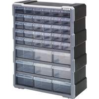 Drawer Cabinet, Plastic, 39 Drawers, 15" x 6-1/4" x 18-3/4", Black Cintas