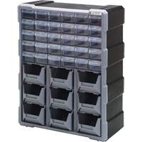 Drawer Cabinet, Plastic, 39 Drawers, 15" x 6-1/4" x 18-3/4", Black Cintas