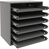 Support de glissi&egrave;re &agrave; petit roulement, Acier, 6 compartiments, 15-9/16" la x 11-7/8" p, 16-3/8" h, Gris Cintas