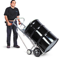 Diables pour baril avec frein manuel, Fabriqu&eacute; en Aluminium, 25 - 55 gal. US (20 - 45 gal. imp.) Cintas