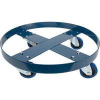 Drum Dolly, Steel, 1400 lbs. Capacity, 24" Diameter, Blue Elastic Casters Cintas