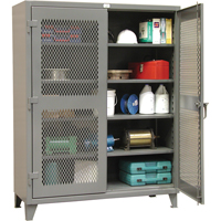 Heavy-Duty Ventilated Storage Cabinets, 4 Shelves, 72" H x 60" W x 24" D, Steel, Grey Cintas
