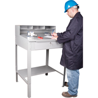Open Floor Style Shop Desk, 34-1/2" W x 30" D x 53" H, Grey Cintas