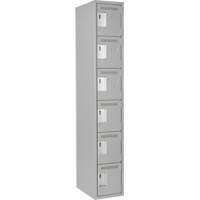 Clean Line Lockerettes, 6 -tier, 12" x 18" x 72", Steel, Grey, Rivet (Assembled) Cintas
