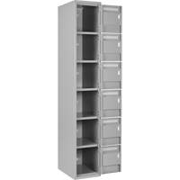 Clean Line Lockerettes, 6 -tier, Bank of 4, 48" x 18" x 72", Steel, Grey, Rivet (Assembled) Cintas