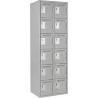 Clean Line Lockerettes, 6 -tier, Bank of 2, 24" x 18" x 72", Steel, Grey, Rivet (Assembled) Cintas