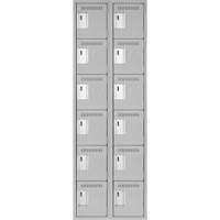 Clean Line Lockerettes, 6 -tier, Bank of 2, 24" x 18" x 72", Steel, Grey, Rivet (Assembled) Cintas