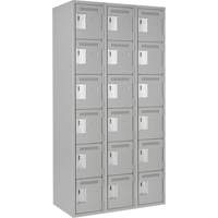 Petits casiers Clean Line, 6 niveaux, Bloc de 3, 36" x 18" x 72", Acier, Gris, Rivet (assembl&eacute;) Cintas