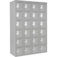 Clean Line Lockerettes, 6 -tier, Bank of 4, 48" x 18" x 72", Steel, Grey, Rivet (Assembled) Cintas