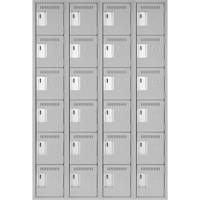 Clean Line Lockerettes, 6 -tier, Bank of 4, 48" x 18" x 72", Steel, Grey, Rivet (Assembled) Cintas