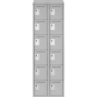 Clean Line Lockerette , 6 -tier, Bank of 2, 24" x 18" x 78", Steel, Grey, Rivet (Assembled) Cintas