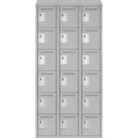 Clean Line Lockerette , 6 -tier, Bank of 3, 36" x 18" x 78", Steel, Grey, Rivet (Assembled) Cintas