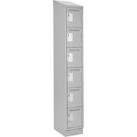 Clean Line Lockerette, 6 -tier, 12" x 18" x 82", Steel, Grey, Rivet (Assembled) Cintas