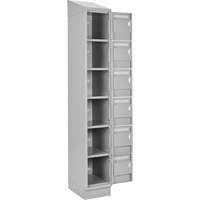 Clean Line Lockerette, 6 -tier, Bank of 4, 48" x 18" x 82", Steel, Grey, Rivet (Assembled) Cintas