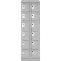 Clean Line Lockerette, 6 -tier, Bank of 2, 24" x 18" x 82", Steel, Grey, Rivet (Assembled) Cintas