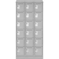 Clean Line Lockerette, 6 -tier, Bank of 3, 36" x 18" x 82", Steel, Grey, Rivet (Assembled) Cintas