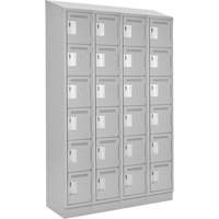 Clean Line Lockerette, 6 -tier, Bank of 4, 48" x 18" x 82", Steel, Grey, Rivet (Assembled) Cintas
