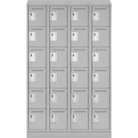 Clean Line Lockerette, 6 -tier, Bank of 4, 48" x 18" x 82", Steel, Grey, Rivet (Assembled) Cintas