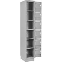 Clean Line Lockerette, 6 -tier, Bank of 4, 48" x 18" x 76", Steel, Grey, Rivet (Assembled) Cintas