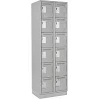 Clean Line Lockerette, 6 -tier, Bank of 2, 24" x 18" x 76", Steel, Grey, Rivet (Assembled) Cintas