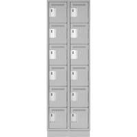Clean Line Lockerette, 6 -tier, Bank of 2, 24" x 18" x 76", Steel, Grey, Rivet (Assembled) Cintas